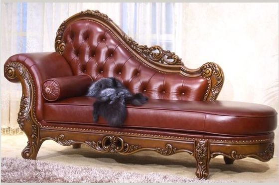 Brown Italian Leather Luxury Chaise Lounge Handcraft