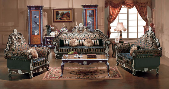 New style european antique products royal furniture sofa set designs living room printed velvet sofa fabric