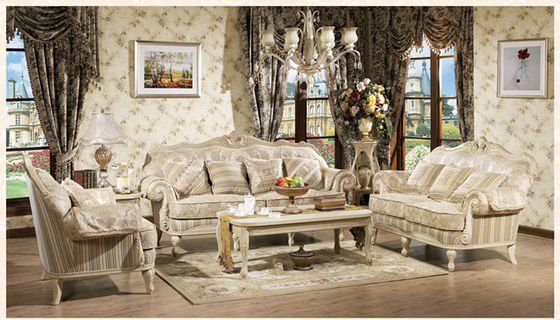 New French style picture fabric and wood sofa furniture antique classic sofa set