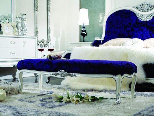 French fabric luxury solid wood carved double bed European style princess wedding bed villa furniture