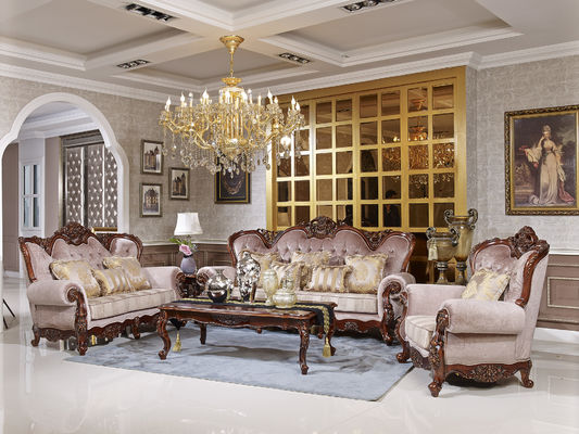 Luxury European palace fabric sofa villa luxury solid wood carved sofa for home furniture
