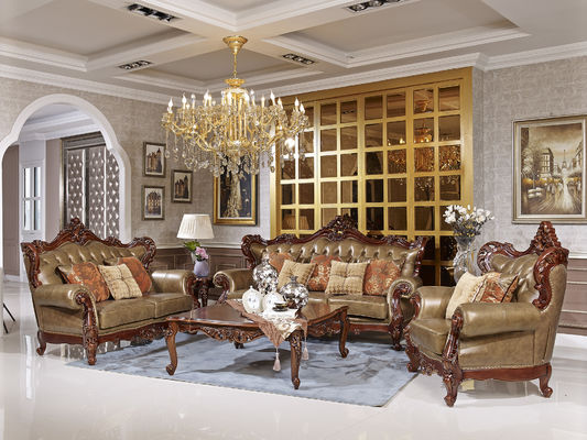 Luxury European palace fabric sofa villa luxury solid wood carved sofa for home furniture
