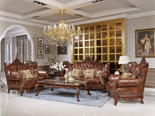 Luxury European palace fabric sofa villa luxury solid wood carved sofa for home furniture