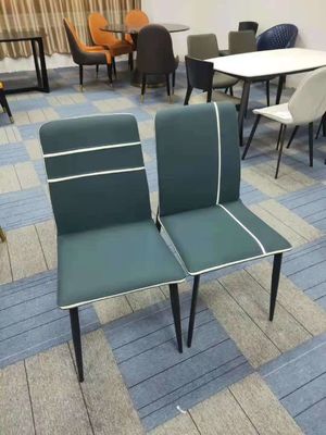 Haze Blue Antique Wooden Throne Chair Fire Retardant Faux Leather Wood Frame Chair