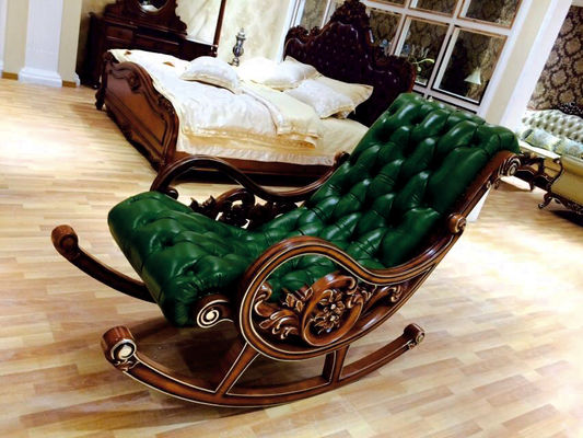 Yeşil Ahşap Avrupa Tarzı Şezlong Oturma Odası Relex Modern Sallanan Sandalye