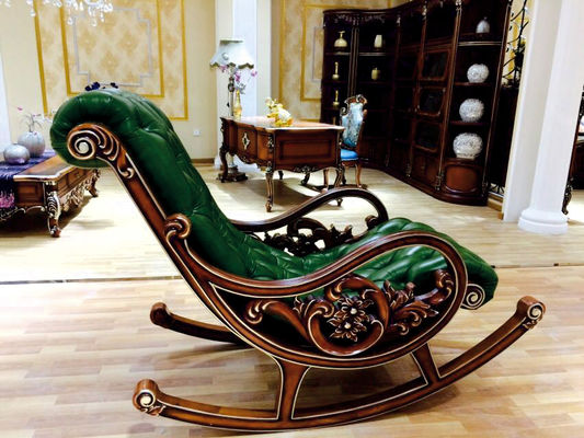 Yeşil Ahşap Avrupa Tarzı Şezlong Oturma Odası Relex Modern Sallanan Sandalye