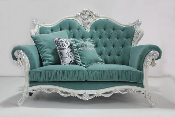 Cyan OEM Tufted Velvet Sectional Wooden Classic Sofa Set Living Room 2 Seat